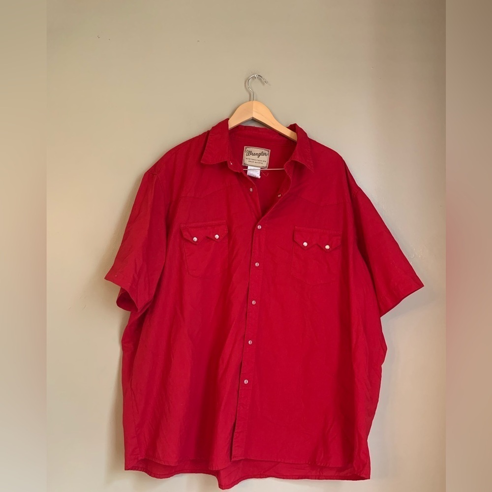 Wrangler vintage snap button short sleeve red shirt
Top western country 3x